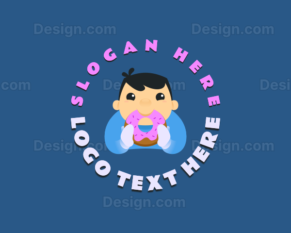 Cute Donut Kid Logo