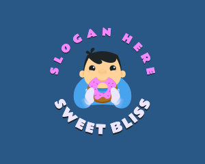 Cute Donut Kid logo design