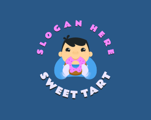 Cute Donut Kid logo design