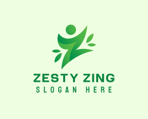 Green Healthy Person Letter Z logo design