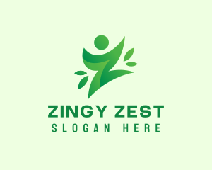 Green Healthy Person Letter Z logo design