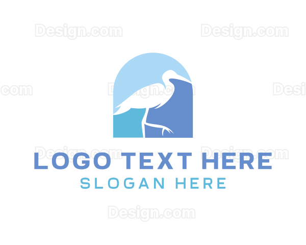 Blue Stork Bird Logo