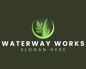 Grass Plant Landscaping logo design