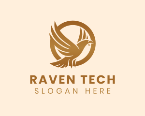 Elegant Flying Raven logo design