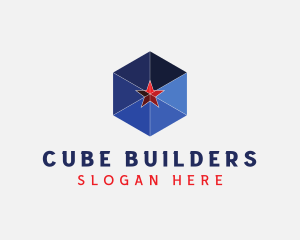 Geometric Cube Star logo design