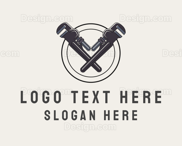 Plumbing Wrench Hipster Logo