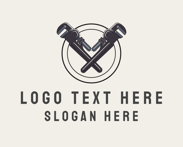 Plumbing Wrench Hipster logo