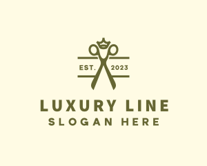 Luxury Crown Scissors logo design