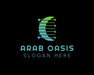 Gradient Arabic Moon logo design