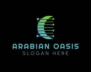 Gradient Arabic Moon logo design