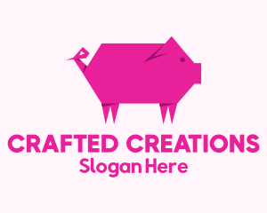 Pink Pig Origami logo design