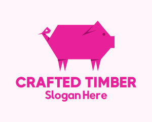 Pink Pig Origami logo design