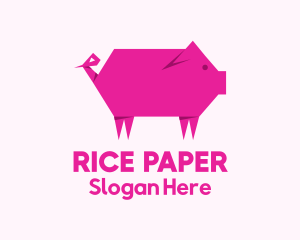 Pink Pig Origami logo design