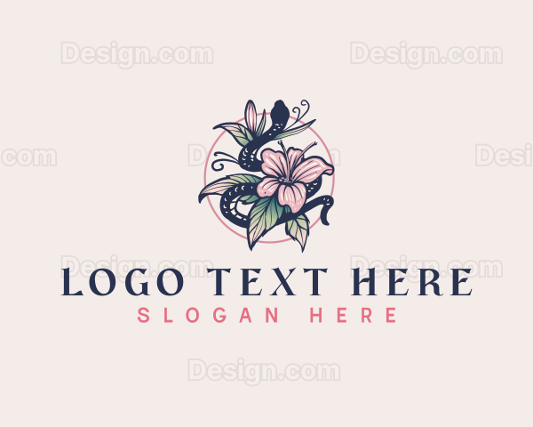 Boho Snake Leaf Flower Logo