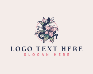 Boho Snake Leaf Flower logo