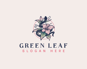 Boho Snake Leaf Flower logo design