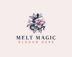 Boho Snake Leaf Flower logo design