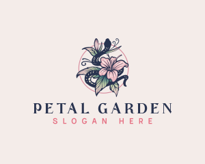 Boho Snake Leaf Flower logo design