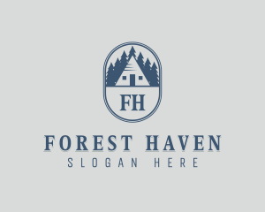 Retro Forest Cabin logo design