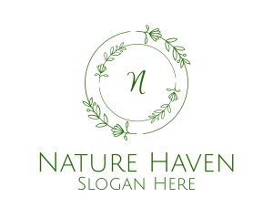 Floral Natural Wreath logo design