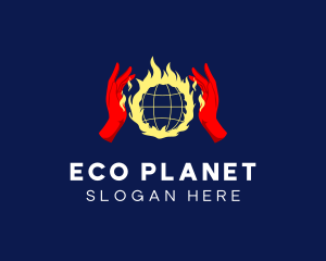 Flame Planet Hand logo