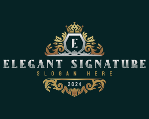 Elegant Leaves Crown logo design