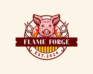 Barbeque Pig Fork logo design