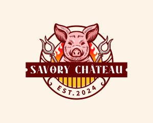 Barbeque Pig Fork logo design