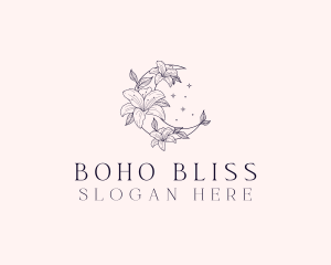 Boho Floral Moon  logo design