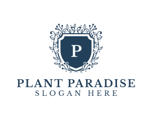 Shield Plant Vines logo design