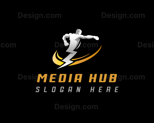 Lightning  Athlete Boxer Logo