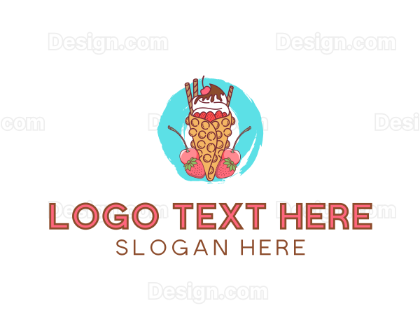 Ice Cream Waffle Fruit Logo