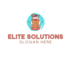 Ice Cream Waffle Fruit logo