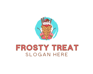 Ice Cream Waffle Fruit logo design