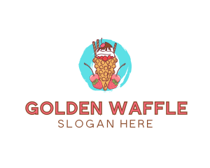 Ice Cream Waffle Fruit logo design