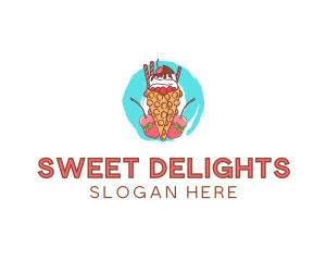 Ice Cream Waffle Fruit logo