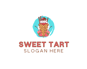 Ice Cream Waffle Fruit logo design