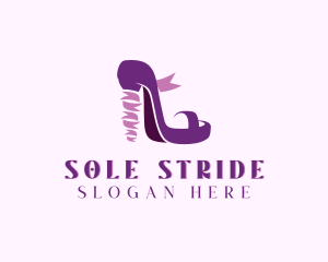 Ribbon Stiletto Shoe logo design