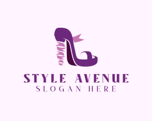 Ribbon Stiletto Shoe logo design