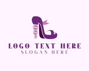 Shoe - Ribbon Stiletto Shoe logo design