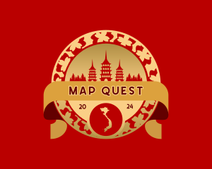 Vietnam Map Temple logo design