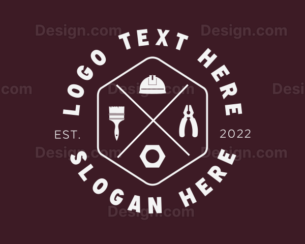Hipster Hexagon Handyman Tools Logo