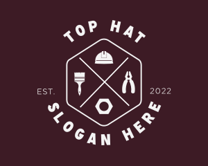 Hipster Hexagon Handyman Tools logo design