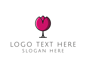 Tulip Wine Glass logo design