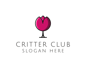 Tulip Wine Glass logo design