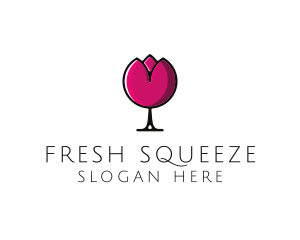 Tulip Wine Glass logo design