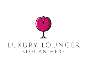 Tulip Wine Glass logo design