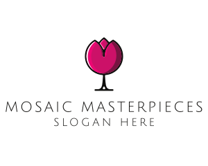 Tulip Wine Glass logo design