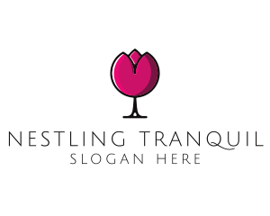 Tulip Wine Glass logo design