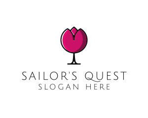 Tulip Wine Glass logo design